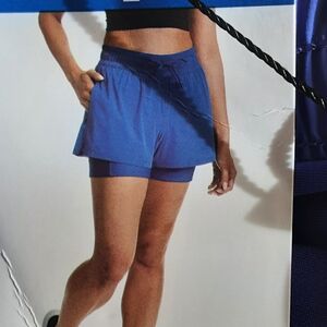 Spyder Ladies Woven Active Run 2-in-1 Shorts Side Pockets Black Womens